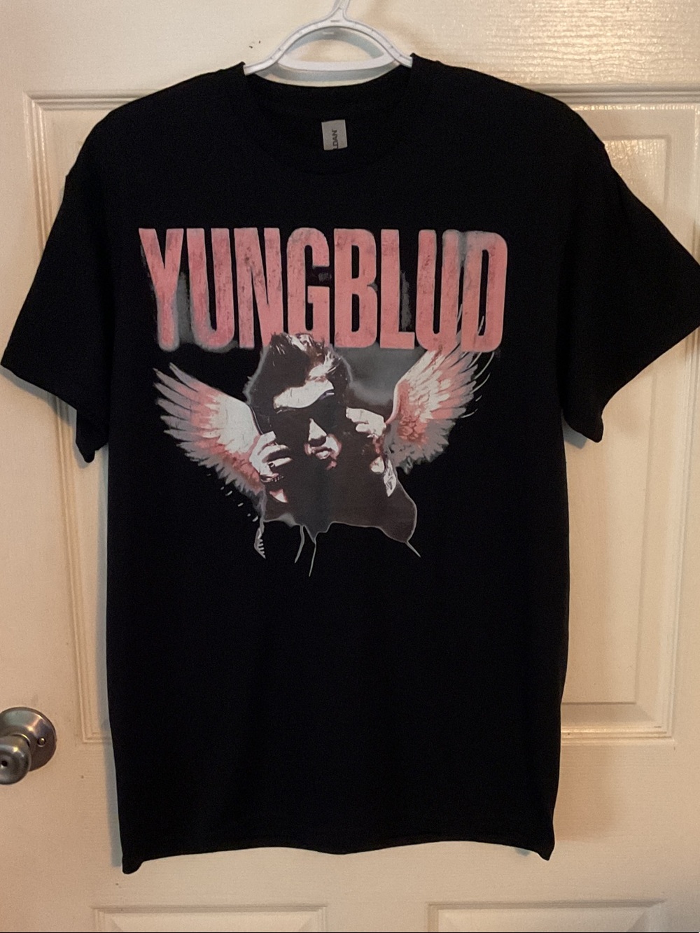 YUNGBLUD Graphic Band Tee with Pink Accents